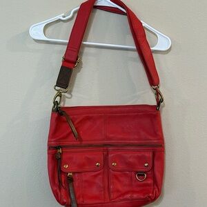 Fossil Red Leather Shoulder Bag